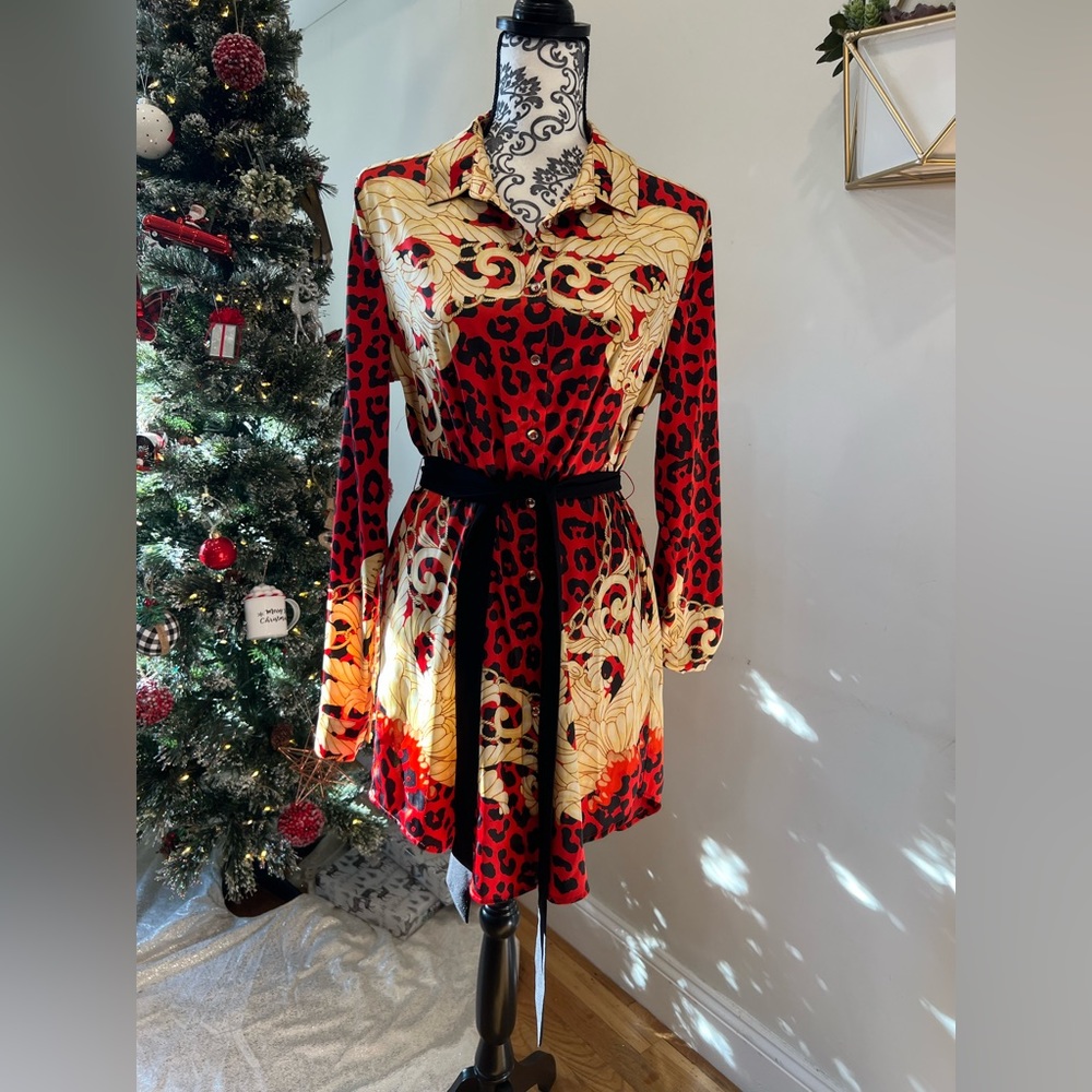Guess sexy satin shirt dress